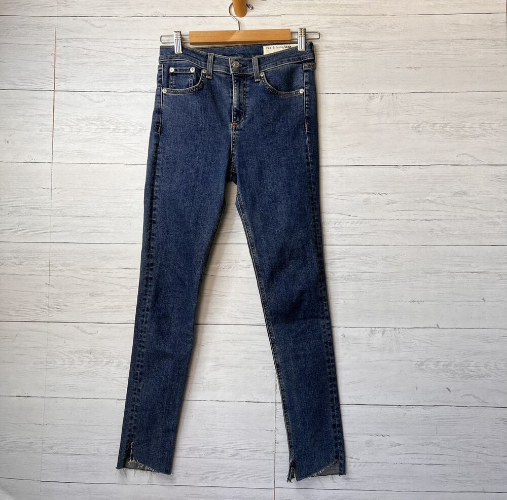 Rag & Bone Jeans Womens Size 26 Ankle Skinny in Clean Commodore Raw Hem & Slit